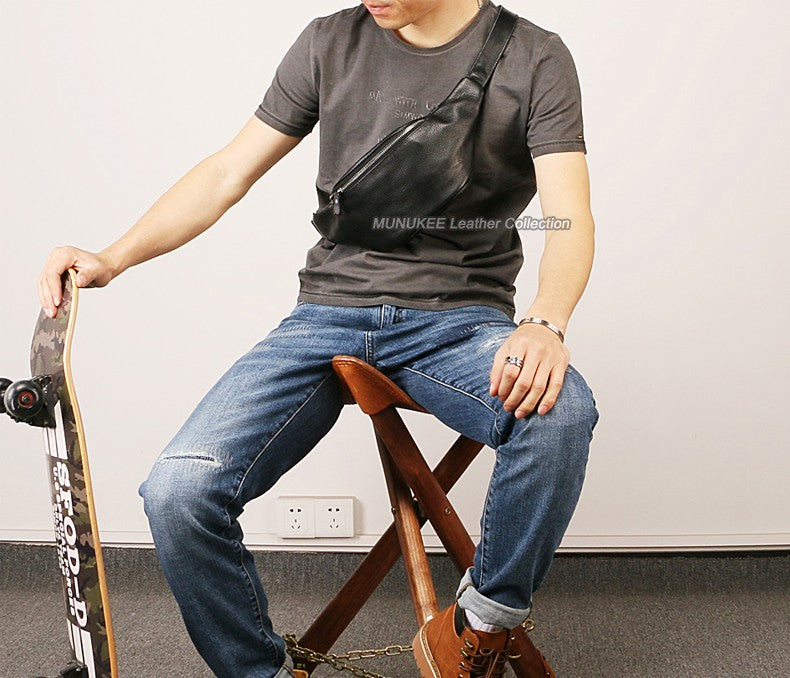 Fashion Genuine Leather waist bag for men fanny pack Leather belt bag waist pack bum bag money belt waist pouch molle pochete