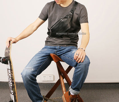 Fashion Genuine Leather waist bag for men fanny pack Leather belt bag waist pack bum bag money belt waist pouch molle pochete