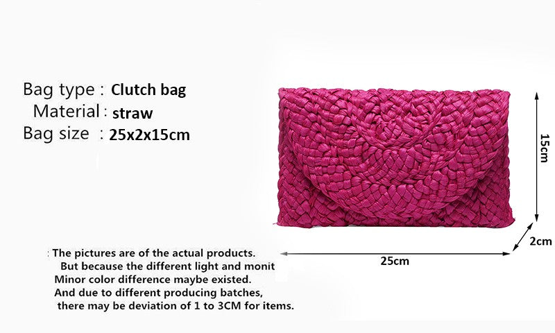 Yogodlns Corn Husk Weave Dinner Clutch Bag Women's Fashion Simple Straw Large Purse Woman Summer Casual Vacation Ladies Wallet