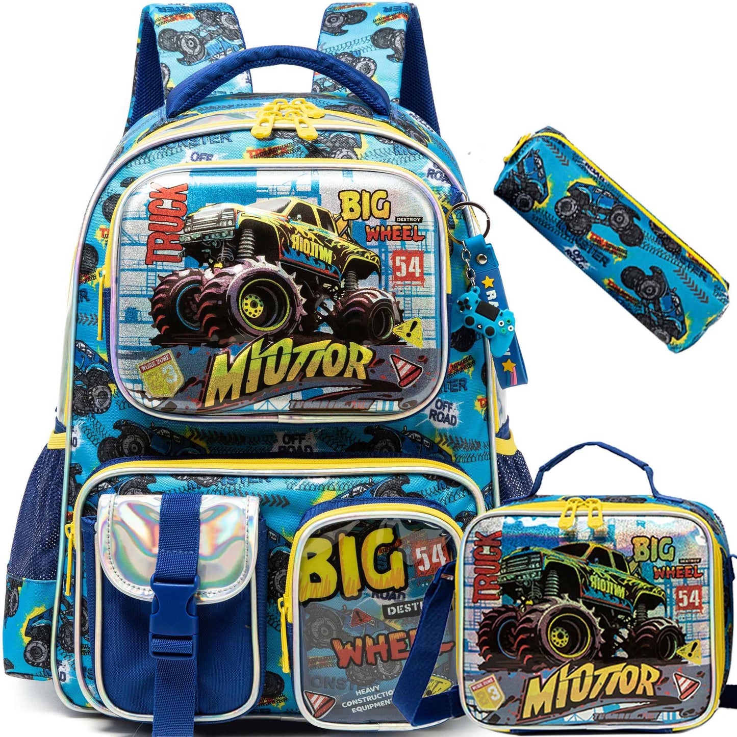Meetbelify Mochila para Meninos Mochilas para Alunos do Ensino Fundamental Pré-Escolar Infantil Mochila Escolar Fofa com Lancheira e Estojo