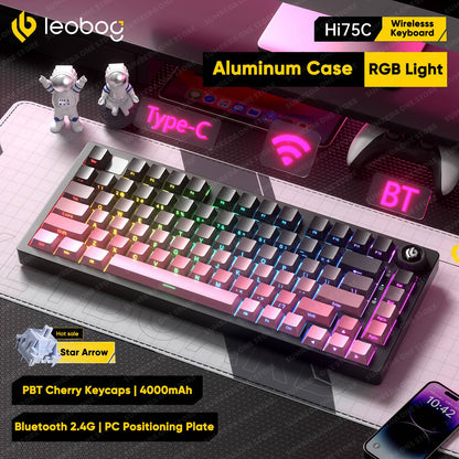 Leobog Hi75C Hi75 Hi75C Pro Kit de Teclado Mecânico Customizado de Alumínio Sem Fio para Jogos Bluetooth 2.4G Teclado Gamer com Hotswap com Fio