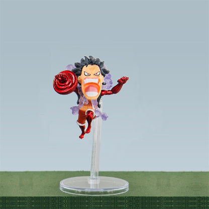 5 peças/conjunto Q Versão Anime One Piece Gear 4 Luffy Action Figure Elastic Man Estátua Fofa Modelo PVC Brinquedos Coleção Presentes Infantis
