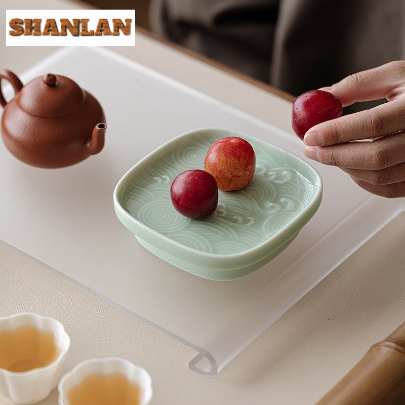 Sea Wave Little High Foot Fruit Dishes Handmade Pastry Plate Candy Bar Food Storage Tray Hospitality Dishes Cafes Ornaments Gift