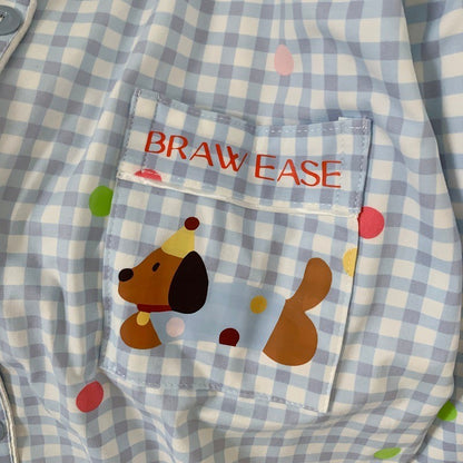 Cartoon Dog Letter Plaid Print Pajama Sets for Women Plus Size Sweet Cute Harajuku Style 2PC Set Sleepwear Autumn New Homewear