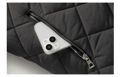 Quilted Jacket Men Autumn Winter Slim Fit Bomber Jacket Men Baseball Collar Cotton Padded Faux Fur Lined Casual Coat for 65-95kg