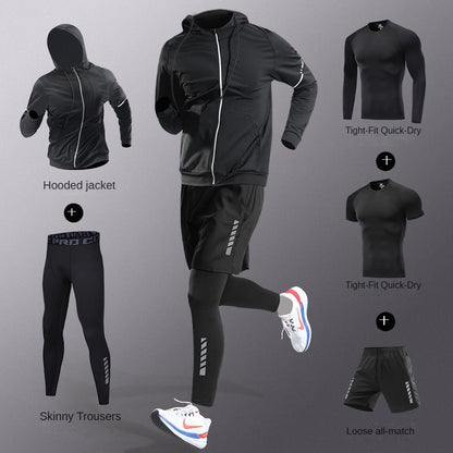 3-7Pcs Men's Ice Fiber Quick-Dry Running Fitness Full Set/Suit Tracksuit For Marathon, Training Cycling?Jogging,Gym? sweatpants