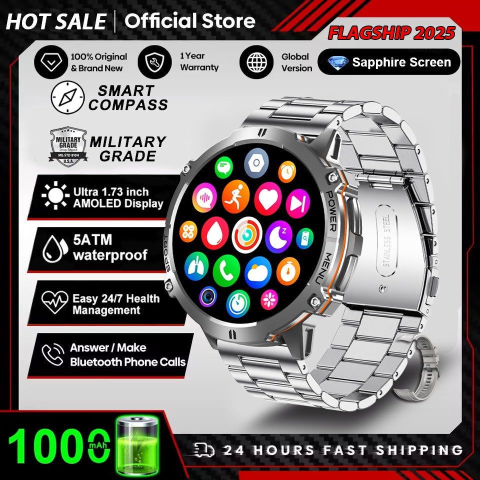 Smartwatch T-Rex 3 Militar Bateria 1000mAh 10ATM À Prova D'água GPS Bússola Altímetro Chamada AMOLED Masculino Natação Esportes