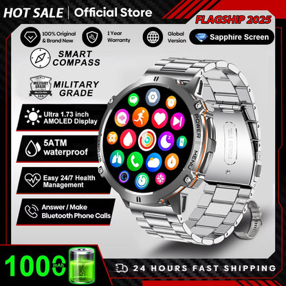 Smartwatch T-Rex 3 Militar Bateria 1000mAh 10ATM À Prova D'água GPS Bússola Altímetro Chamada AMOLED Masculino Natação Esportes