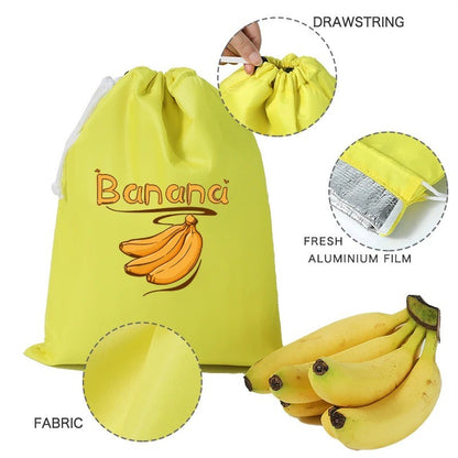 Fruits Preservation Storage Bags Reusable Drawstring Fresh Keeping Bundle Pocket For Banana Vegetables Lettuce Organizer