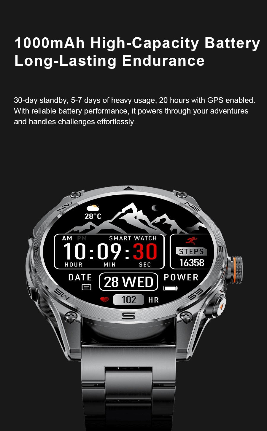 Novo T-Rex3 Ultra 1000mAh Bateria Smartwatch GPS Integrado Bússola 10ATM À Prova D'água Rastreador Esportivo Smartwatches Militares para Atividades ao Ar Livre