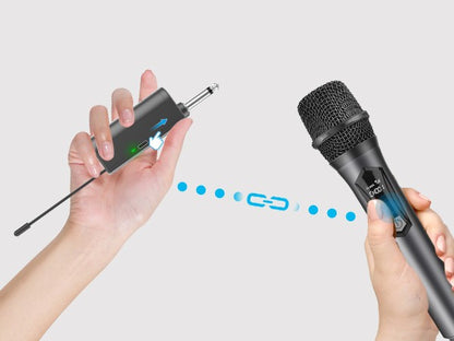 Microfones Sem Fio Aveek para Karaokê, Microfone para Caixas de Som com Receptor Recarregável para Festa, DJ, Casamento (2 Pacotes)