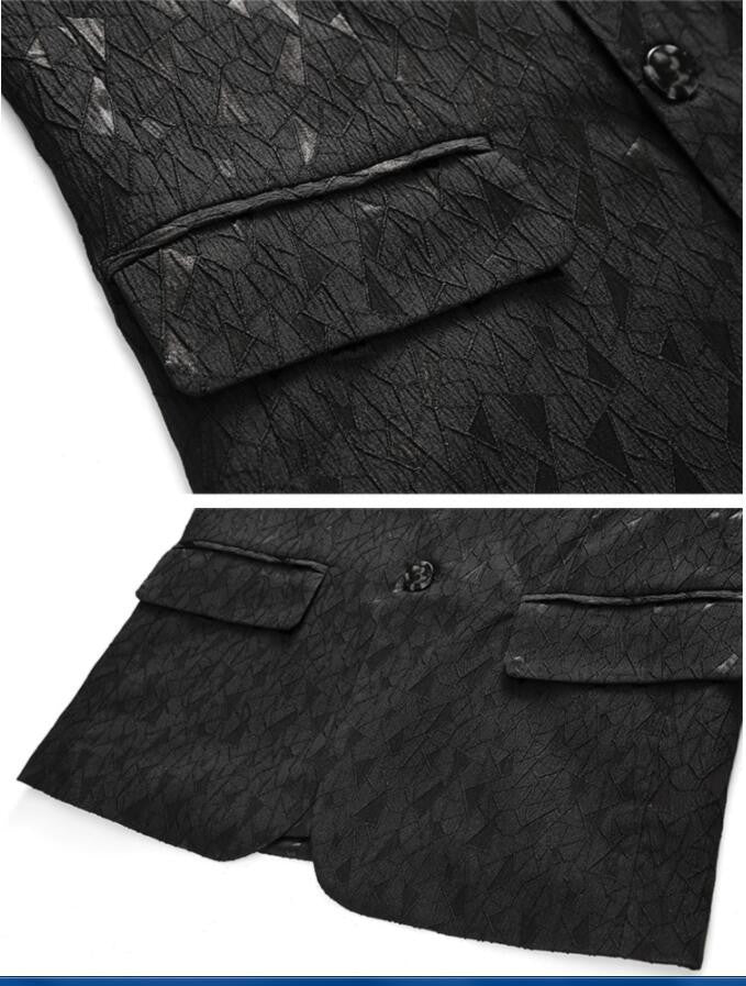 Classic Black Jacquard Suit Male Business Casual Coat Size 6XL-S Fashion Men Wedding Party Tuxedo Dress Blazers Slim Fit Tops