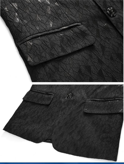 Classic Black Jacquard Suit Male Business Casual Coat Size 6XL-S Fashion Men Wedding Party Tuxedo Dress Blazers Slim Fit Tops