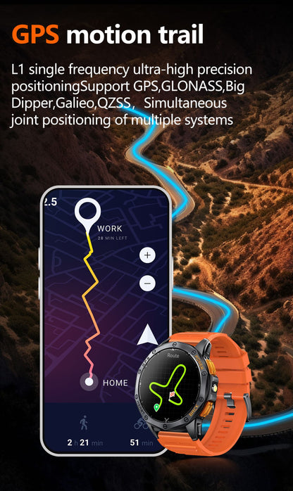 Smartwatch LIGE Novo para Esportes ao Ar Livre com GPS, Bússola, Tela AMOLED de 1.43", Bateria de 530mAh, Monitor Cardíaco, Chamadas Bluetooth e À Prova D'Água