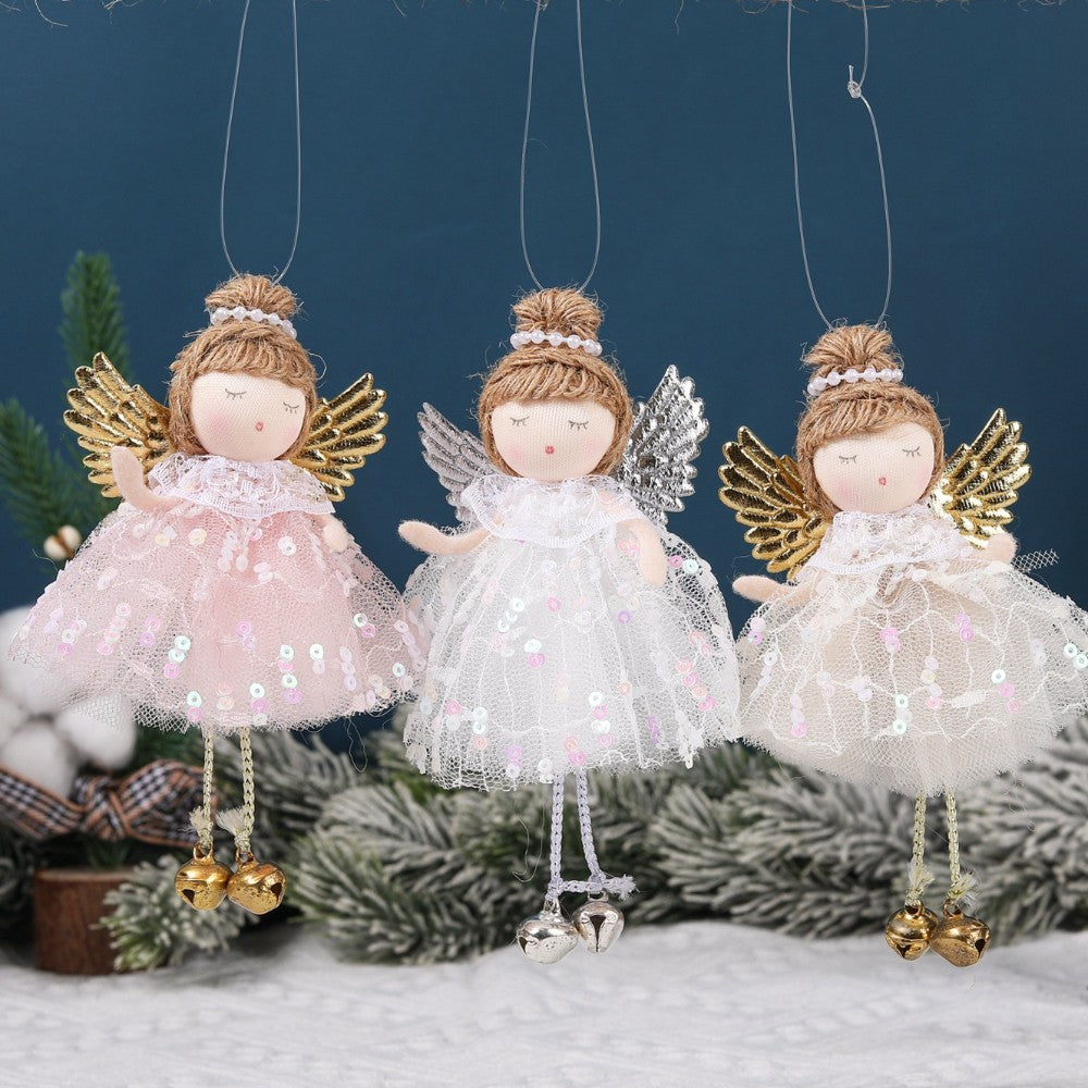Christmas plush antlers angel girl pendant Christmas tree pendant creative doll pendant gift