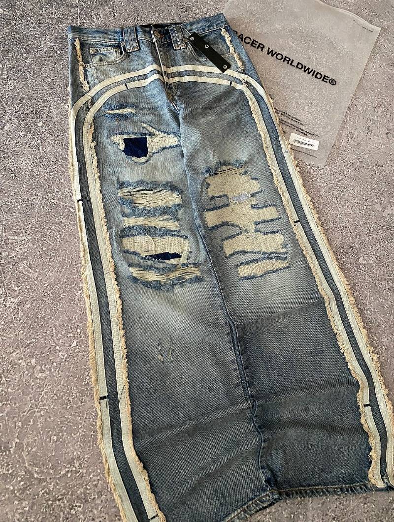 Y2K American New Pattern Embroidery Wash Baggy Jeans Men High Street Vintage Hip Hop Fashion Casual Joker Couple Wide-leg Pants