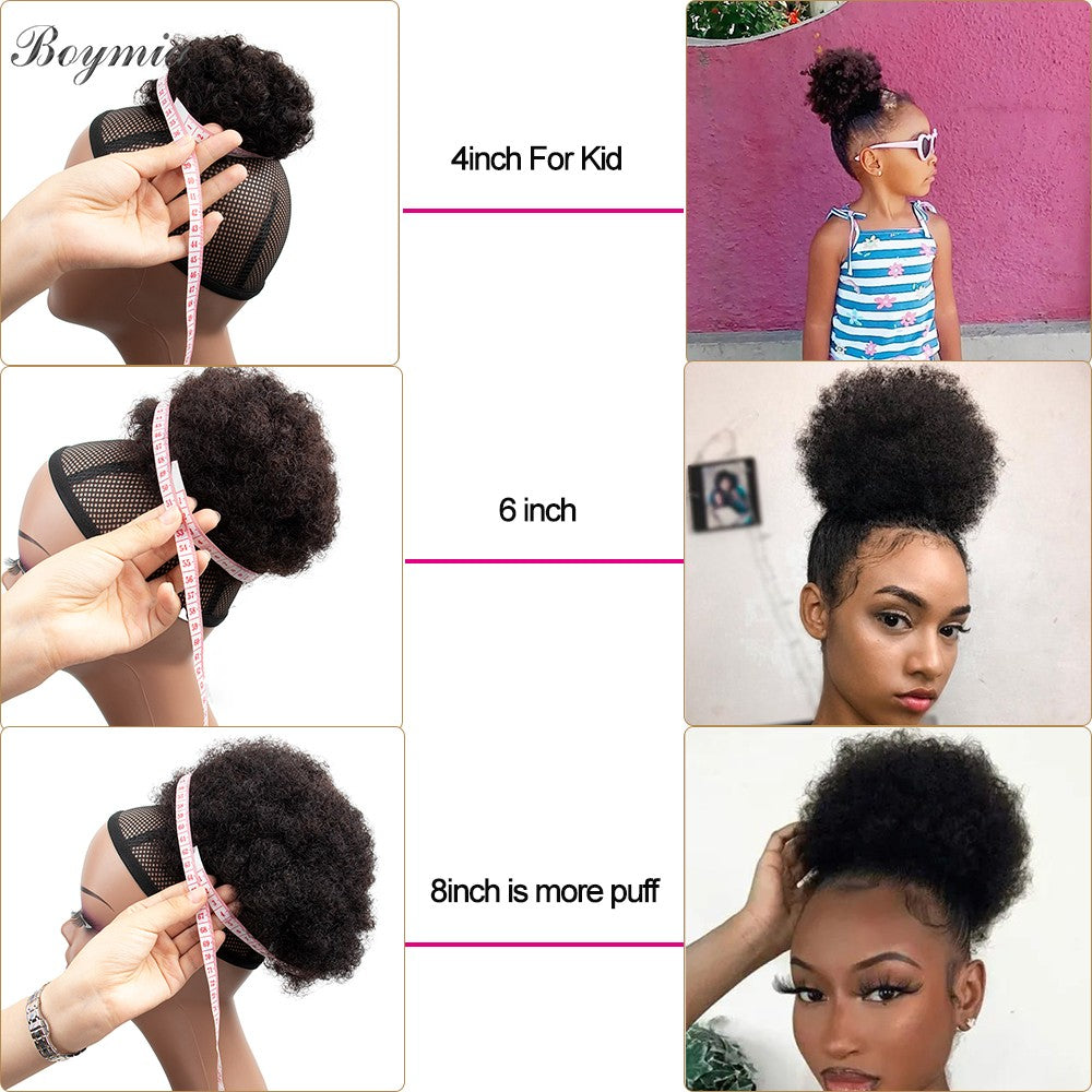 Coques de cabelo afro encaracolado crespo chignon de cabelo humano rabo de cavalo afro encaracolado com cordão rabo de cavalo crespo cabelo humano Remy para mulheres negras