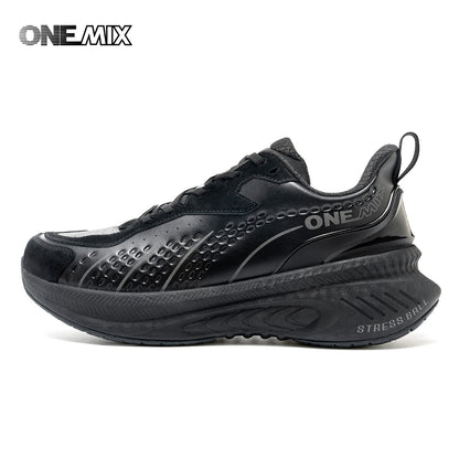 Tênis de Corrida de Treino de Inverno ONEMIX 2025 para Homens Tênis Esportivos de Couro Quente Resistente ao Desgaste Feminino Tênis de Caminhada para Corrida