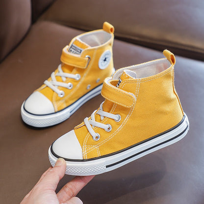 Children Canvas Shoes High-Top Boys and Girls Shoes White Board Shoes Small White Shoes New Kindergarten Baby Cloth Shoes