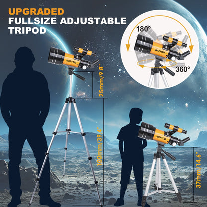 Telescópio Astronômico ALLFOCUS 30070, Telescópio de Alta Potência Grande Abertura para o Espaço, Monocular Poderoso com Lente de 70MM, Visão Noturna