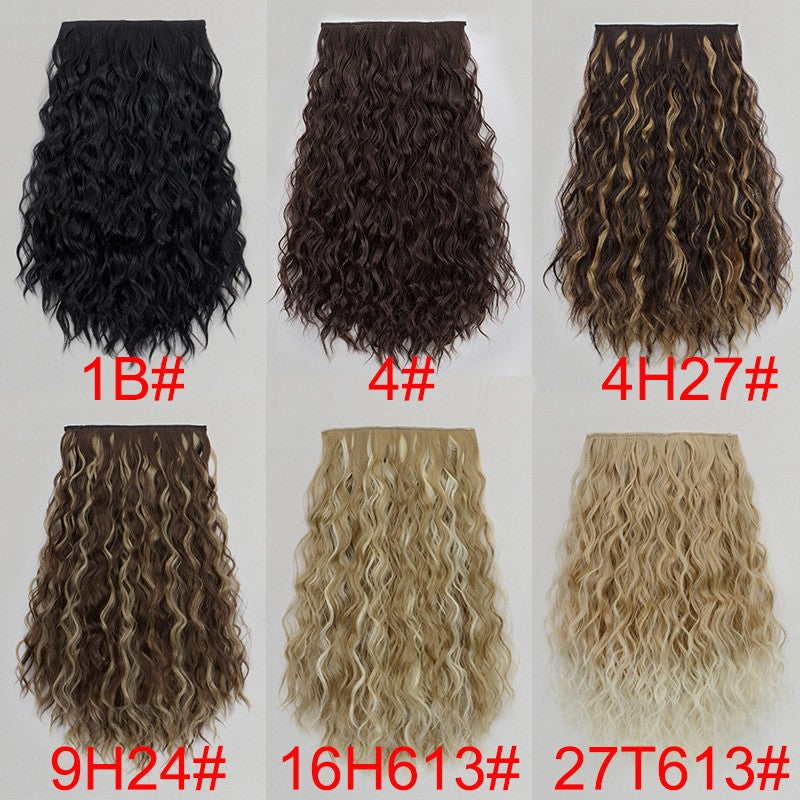 Extensão de Cabelo Sintética de 18 Polegadas, Uma Peça, 6 Clipes, Curta, Ondulada, Encaracolada, com Clipe, Invisível, Volumosa, Preta/Castanha, para Mulheres