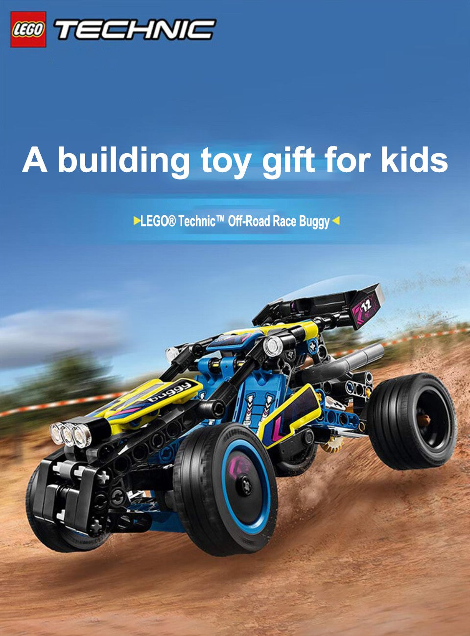 LEGO 42164 Technic Buggy de Corrida Off-Road Montável, Brinquedo Legal para Meninos, Meninas e Crianças de 8 Anos que Adoram Corridas de Rally