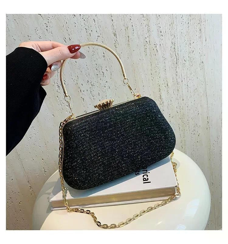Luxury High Design Women Evening Bag Brand Party Banquet Glitter Bag for Ladies Wedding Clutch Handbag Shoulder Bag Chain Bolsas