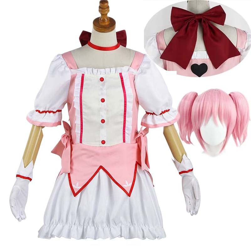 Kaname Madoka Cosplay Costume Anime Madok Magica Homura Uniform Dress with Choker Gloves Socks Halloween Outfits