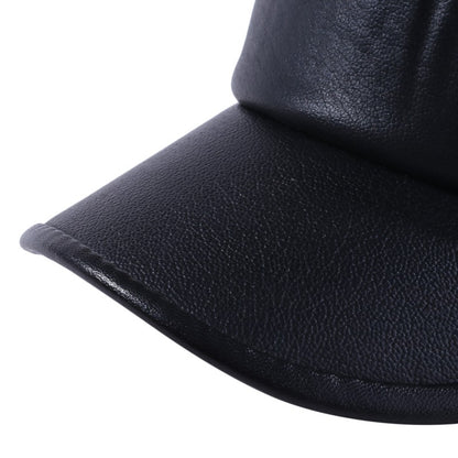 Boné de Inverno Quente Masculino de Couro Preto e Pele, Bonés de Beisebol para Homens e Mulheres, Quepe, Bonés Pai, Protetores de Orelha, Espesso