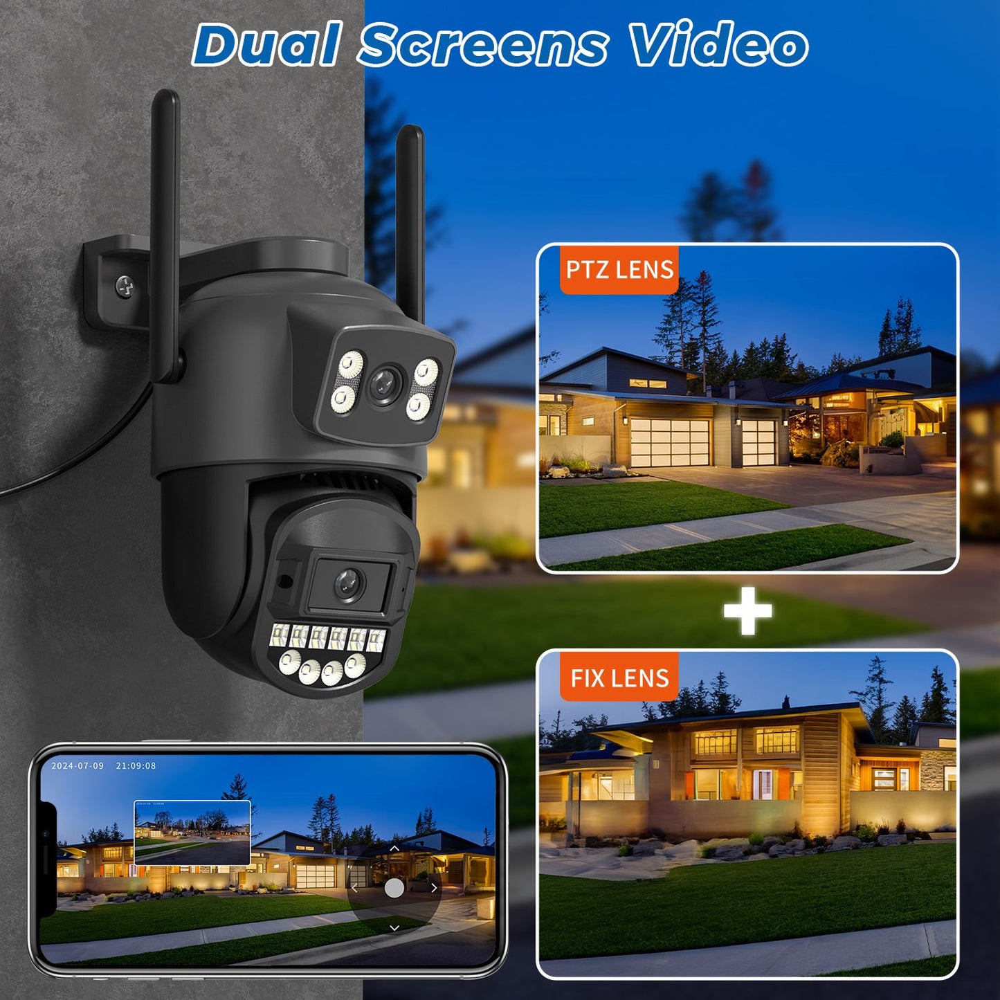 BESDER 5GHz WiFi Surveillance Camera 5K 10MP Dual Lens AI Human Detection Outdoor Security PTZ IP Cameras 10MP Intercom CCTV Cam