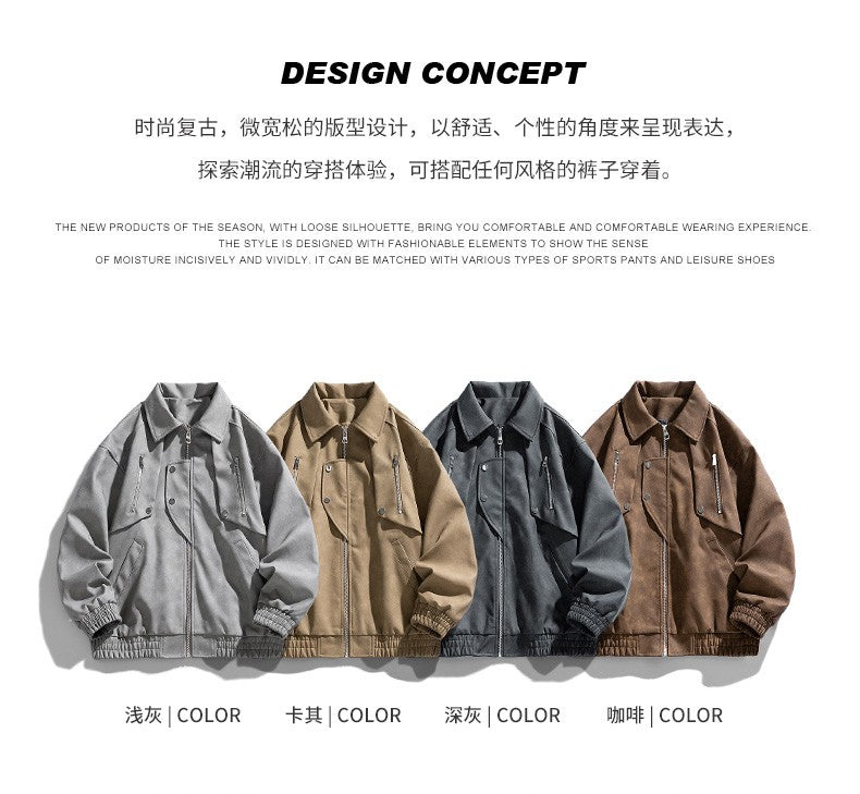 Fashion Trend Korean Slim Fit Casual Men's Leather Jacket Motorcycle Jacket New Spring and Autumn Men's Slim PU Leather Jacket