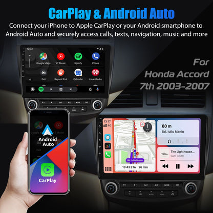 4+64G 10.1" For Honda Accord 7 2003-2007 Android 14 Car Stereo Radio GPS Navi Apple CarPlay WiFi BT Head Unit IPS Touch Screen