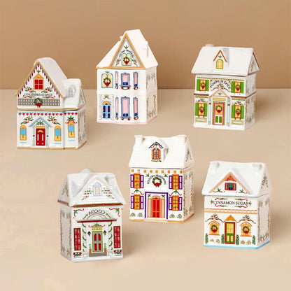 ?1PCS Holiday Village Spice House Set, Mini Christmas Gingerbread Houses Jars, Kitchen Countertop Festive Decor, New Year Gifts
