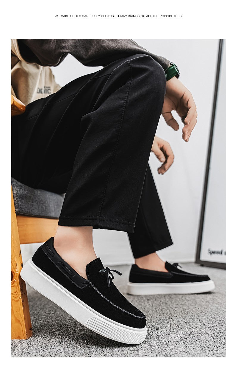 Designer Fashion British Style Flat Walking Shoes Casual Loafers Men Leather Shoes Luxury Dress Shoes Men Antiskid Driving Shoes