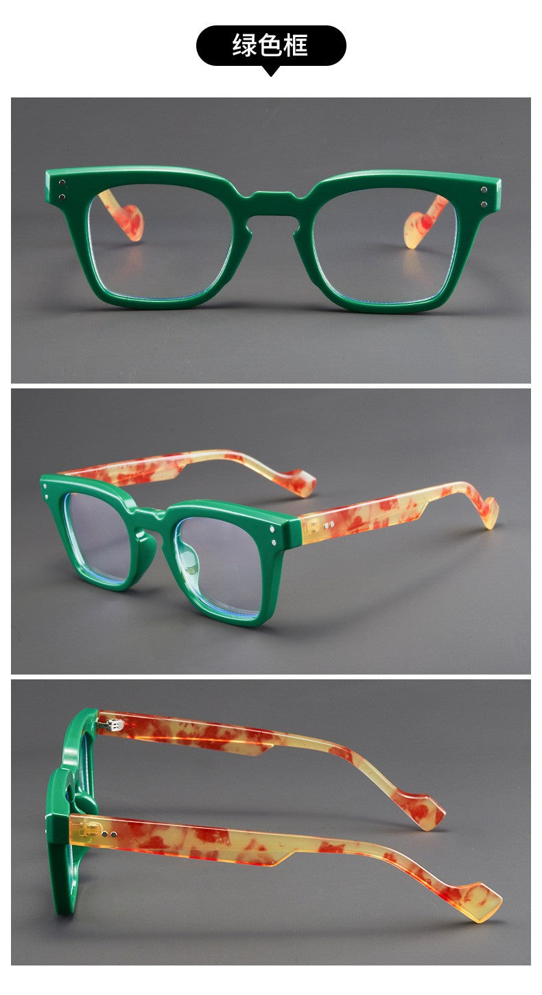 new square frame reading glasses retro printing glasses frame men women high-definition presbyopia glasses farsighted glasses