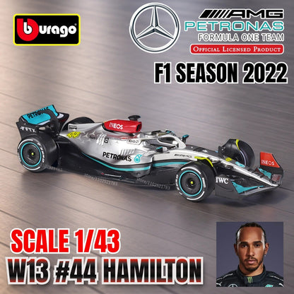Bburago 1:43 Modelo de Carro de Corrida F1 Réplica em Miniatura Red Bull Mercedes Ferrari Veículo Presente de Natal Brinquedo Infantil para Amigo Menino
