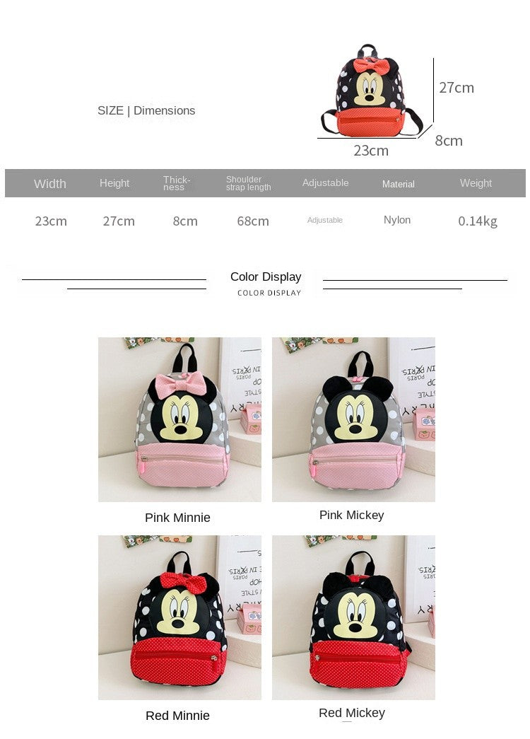 Disney Cartoon Backpack For Baby Boys Girls Minnie Mickey Mouse Children Lovely Schoolbag Kindergarten Schoolbag Kids Gift