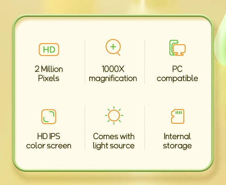 Microscópio Infantil 1000x Lupa Microscópio 200 Megapixels Com Função Foto e Vídeo LED Brinquedos Educacionais Ciência Para Crianças