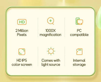 Microscópio Infantil 1000x Lupa Microscópio 200 Megapixels Com Função Foto e Vídeo LED Brinquedos Educacionais Ciência Para Crianças