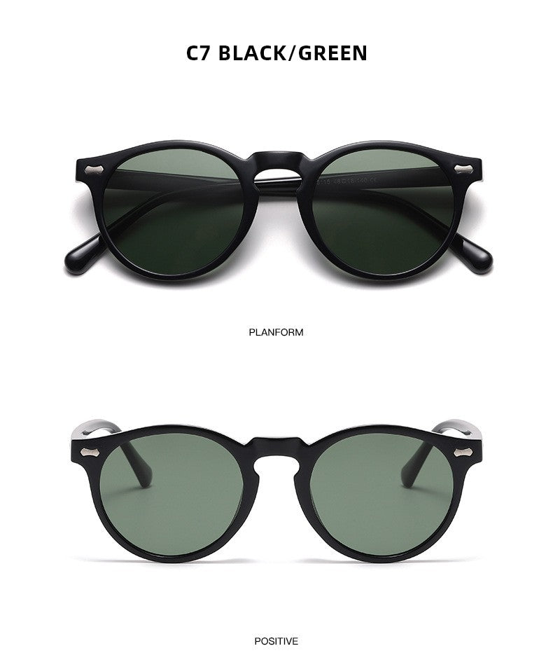 Óculos de Sol Redondos Retrô Masculinos Femininos Pequenos Moda Polarizados Óculos de Sol para Homens e Mulheres Óculos de Condução Estilo Vintage Literário
