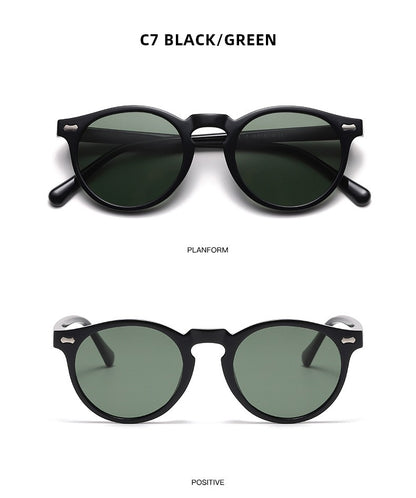 Óculos de Sol Redondos Retrô Masculinos Femininos Pequenos Moda Polarizados Óculos de Sol para Homens e Mulheres Óculos de Condução Estilo Vintage Literário