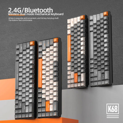 K68 60%  Wireless Mechanical Keyboard ,Bluetooth Dual Mode,Hot-Swappable Mini 68-Key Red Switch for PC iPhone iPad,K68 Keyboard