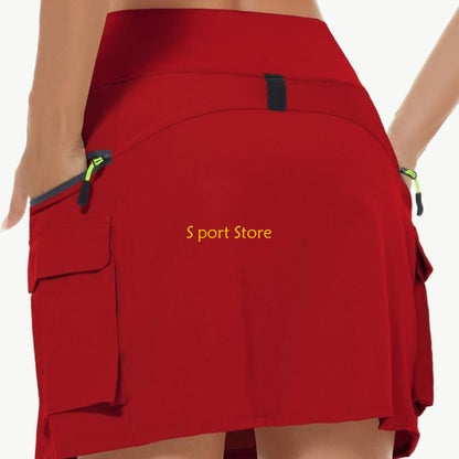 U2JB Fashion Workout Skirt Moisture Skort Elastic Waist Functional Pocket Design