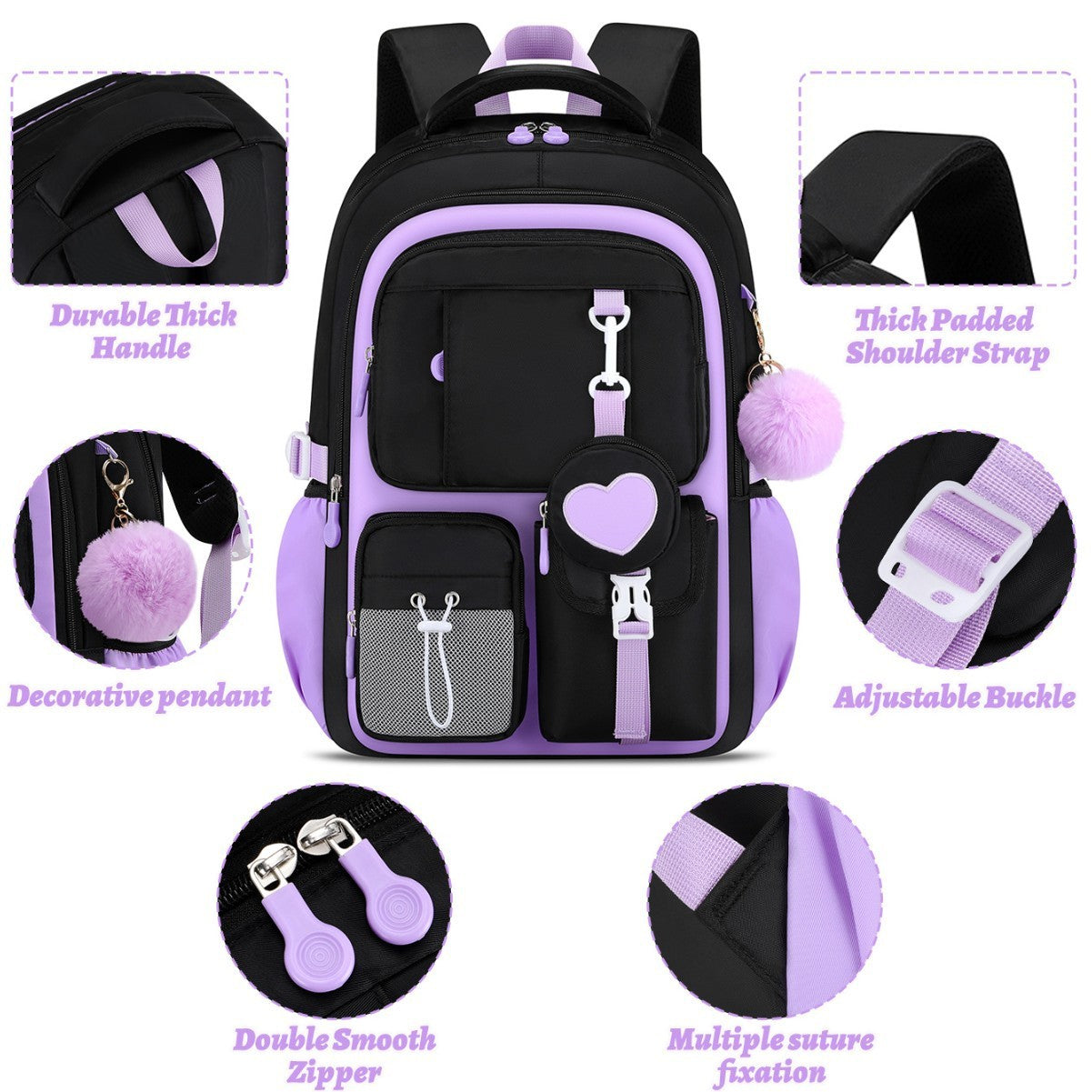 Love series elementary school backpack Lightweight large capacity and cute orthopedic school bags Middle school girls' backpacks