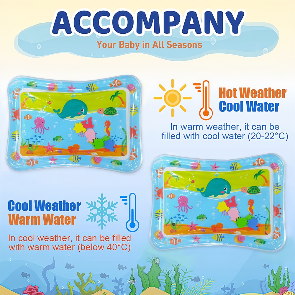 1pc Blue Whale Inflatable PVC Playing Water Mat Baby Toddler Pad Early Education Activity Toys Mat Cushion Gift