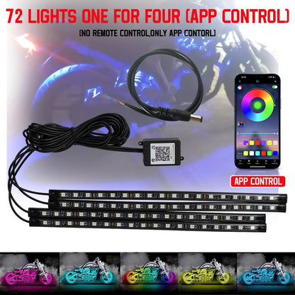 Motorcycle Atmosphere Led Light Strips Waterproof RGB Wireless RF Remote APP Control Motorbike Universal Decorative lights