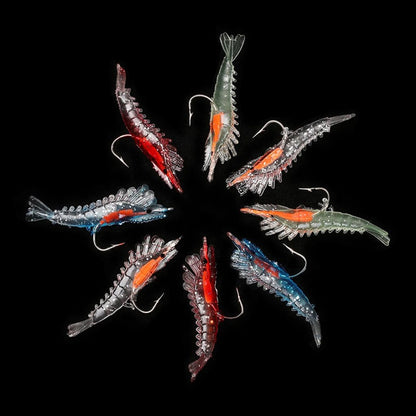 4 unidades Iscas de Camarão Artificiais Realistas Macias com Anzóis Afiados para Pesca em Água Doce e Salgada