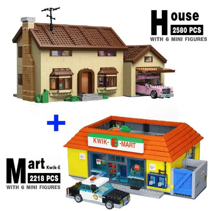 2025 Film da série Os Simpsons Kwik-E-Mart casa modelo Street view blocos de construção brinquedos infantis presentes de Natal
