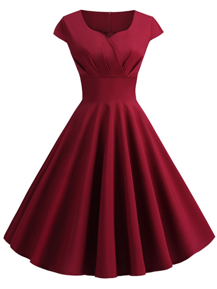 Pink Summer Dress Women V Neck Vintage Robe Elegant Retro pin up Party Office Mi