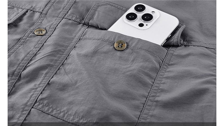 [USA Size] 100% Nylon For 2025 Summer Fashion Tops Blouses Mens Short Sleeves Oversize 5XL Cargo Military Shirts Casual Clothes
